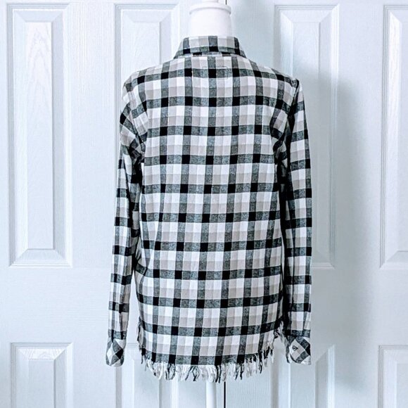 CURRENT/ELLIOTT  Long Sleeve Button Down Shirt Top  Size 2  Black Tan Plaid NWT - Picture 2 of 8